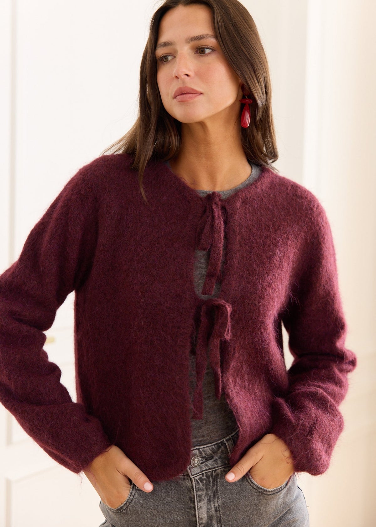 Gilet en maille Esther à nœuds