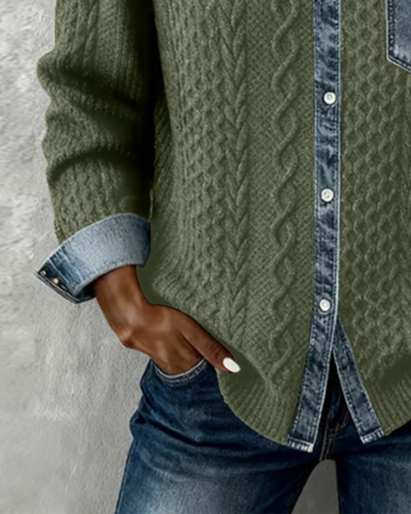 Ana | Chemise en jean à manches longues et empiècements