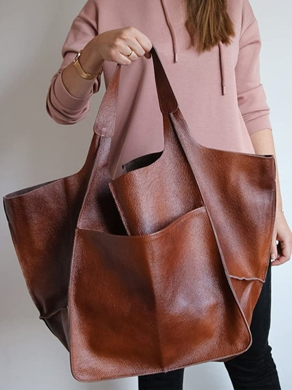 Elena | Grand sac porté épaule en cuir souple