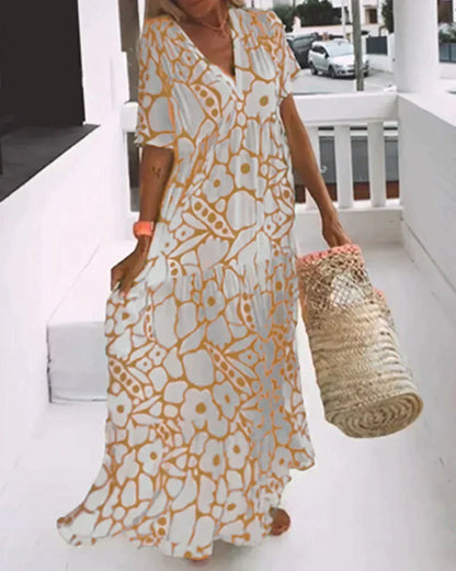 Christine | Robe Longue d'Été à Imprimé Graphique