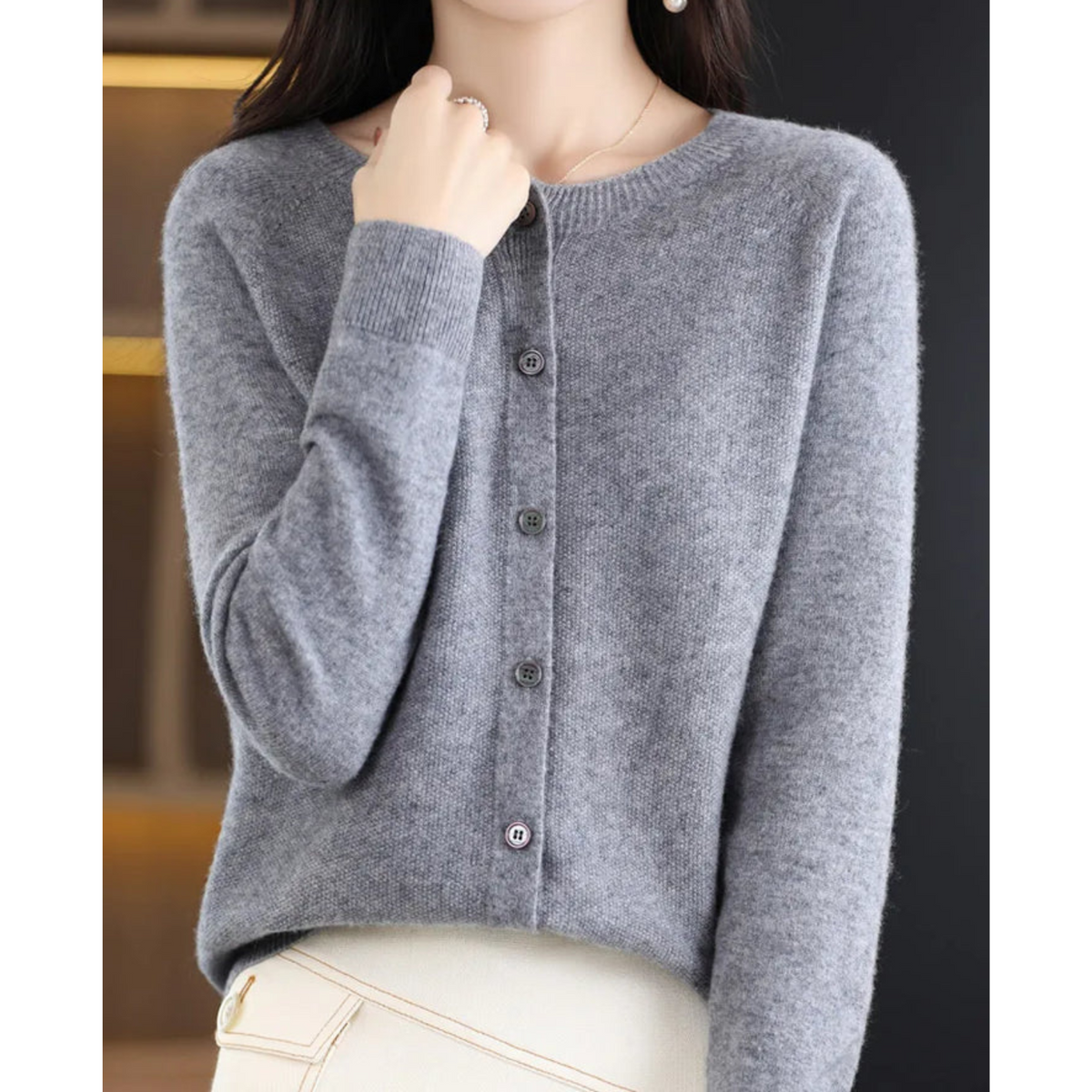 Mercy | Cardigan en Laine Mérinos à Col Rond
