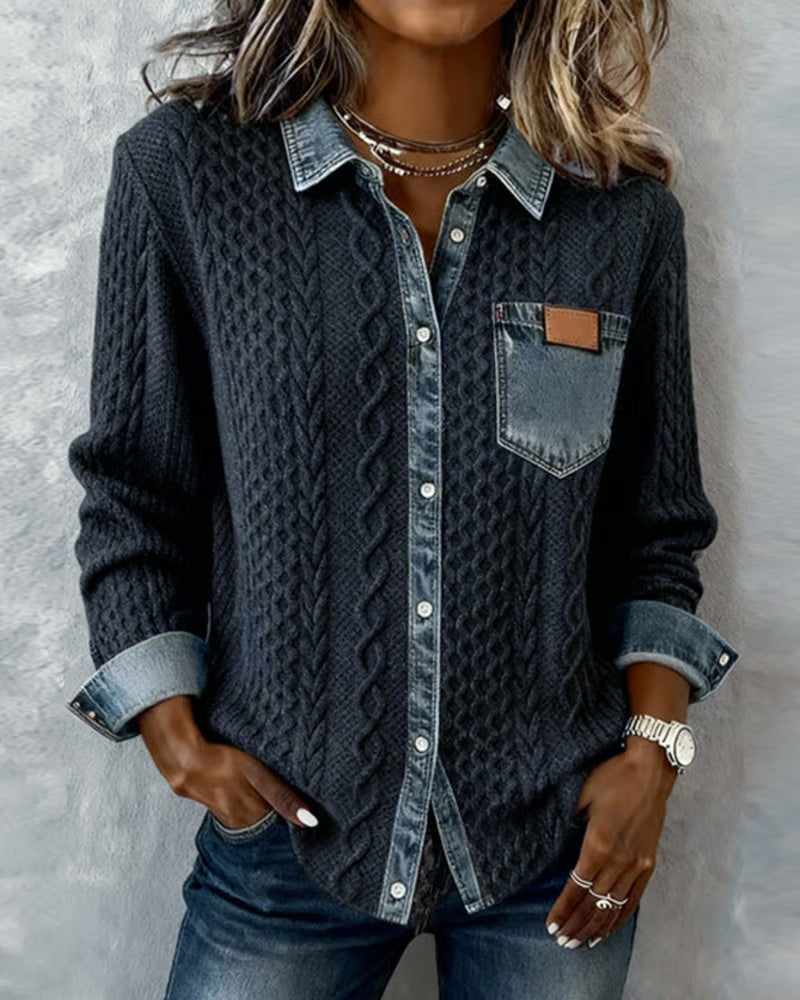 Ana | Chemise en jean à manches longues et empiècements