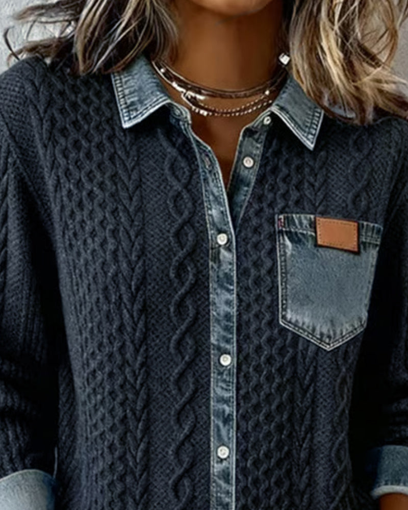 Ana | Chemise en jean à manches longues et empiècements