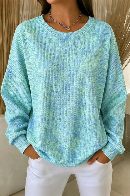 Sweat gaufré dégradé bleu-vert à imprimé artistique