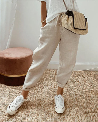 Lia | Pantalon en lin respirant, style décontracté