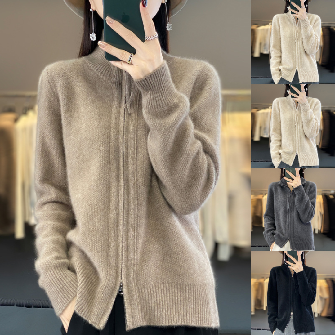 Luna | Cardigan Zippé en Maille Douce