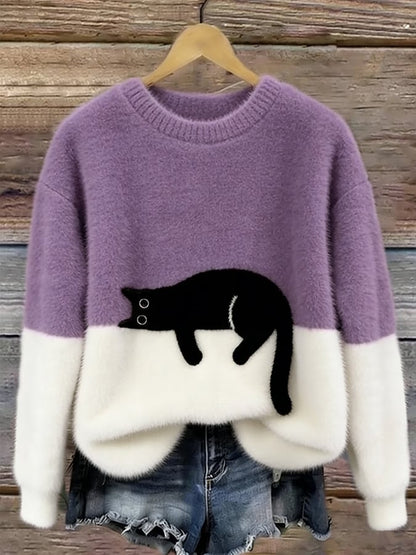 Cai | Pull décontracté imprimé chat