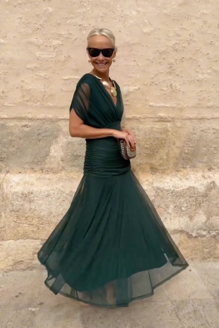 Louise | Robe longue de soirée à col V