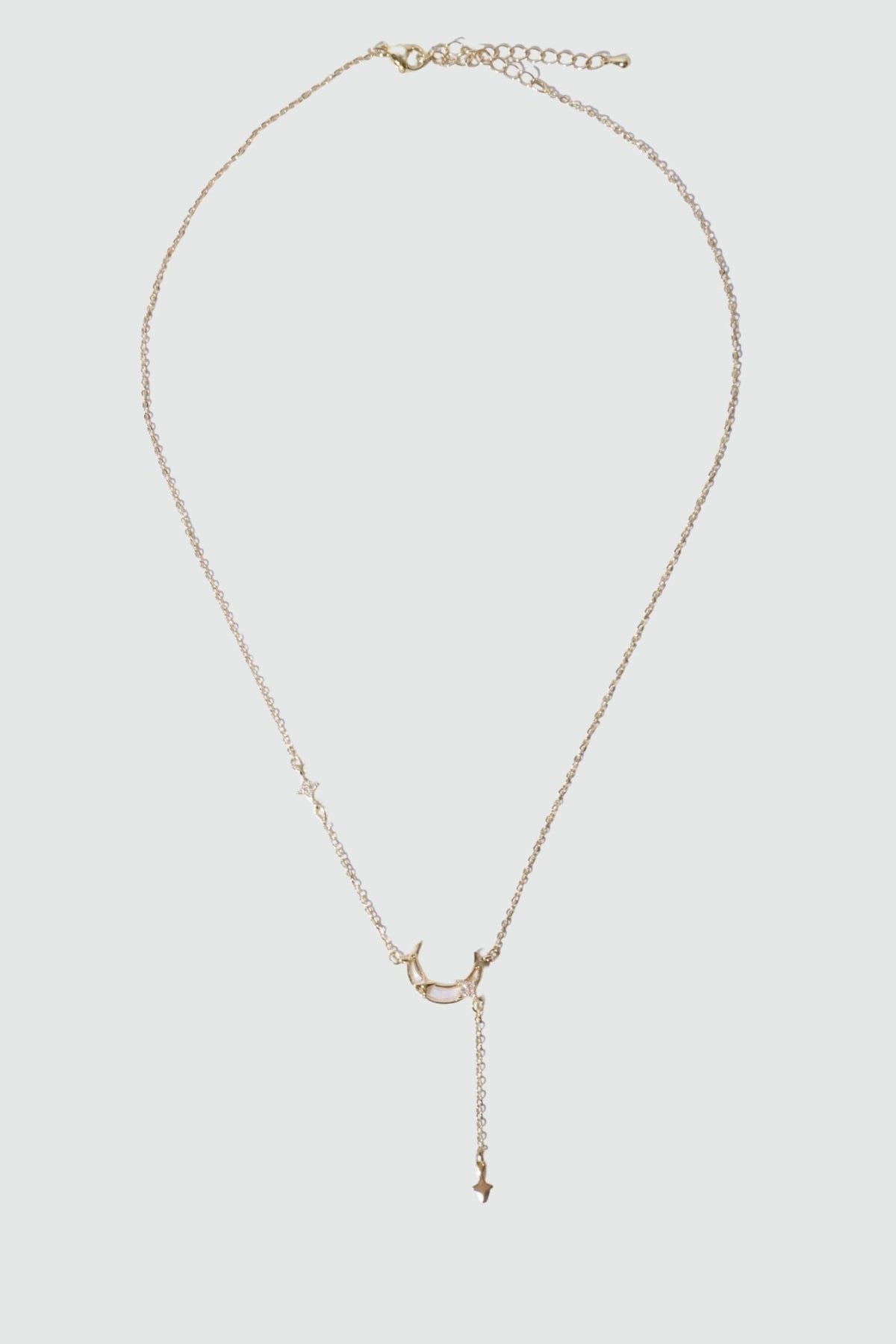 Collier lune porte-bonheur en perles de nacre, plaqué or 14 carats