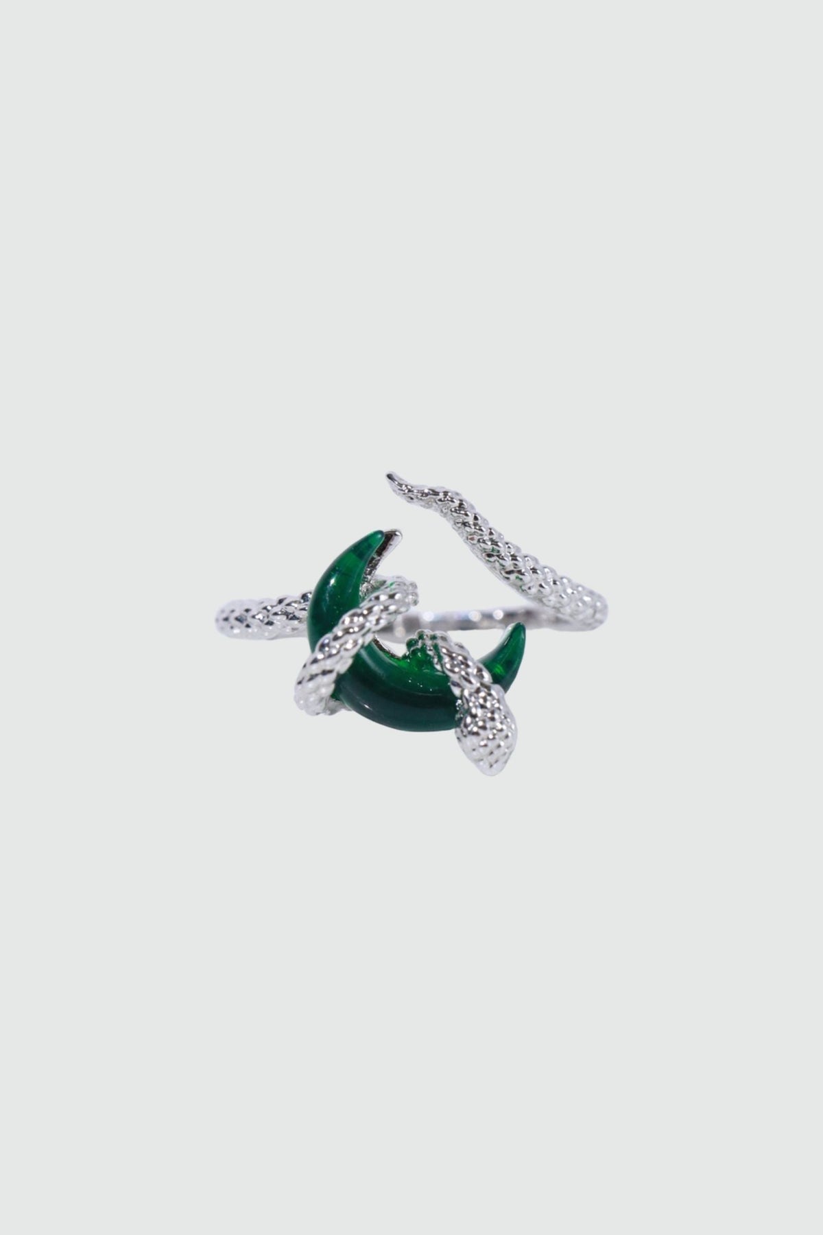 Bague serpent et lune à zircon vert