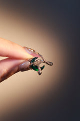 Bague serpent et lune à zircon vert