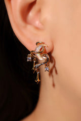 Boucles d'oreilles serpent et lune, plaqué or 18 carats