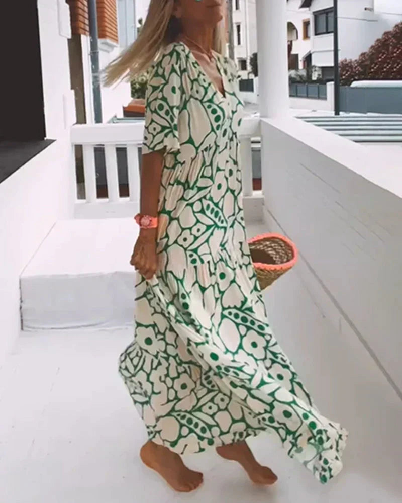Christine | Robe Longue d'Été à Imprimé Graphique