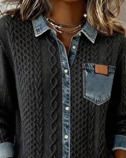 Ana | Chemise en jean à manches longues et empiècements