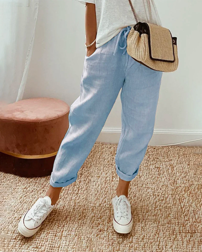Lia | Pantalon en lin respirant, style décontracté