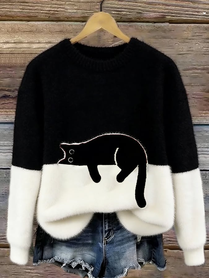 Cai | Pull décontracté imprimé chat