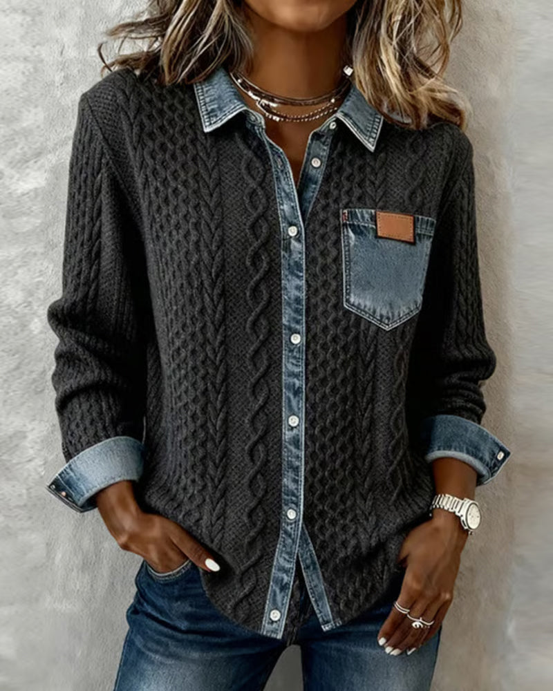 Ana | Chemise en jean à manches longues et empiècements