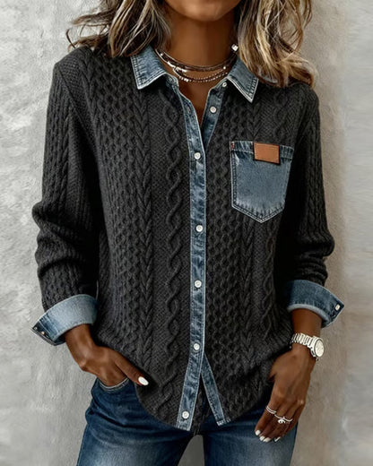 Ana | Chemise en jean à manches longues et empiècements
