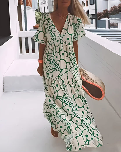 Christine | Robe Longue d'Été à Imprimé Graphique