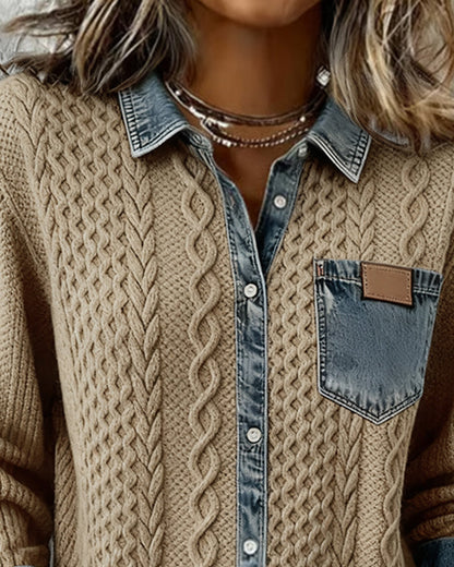 Ana | Chemise en jean à manches longues et empiècements