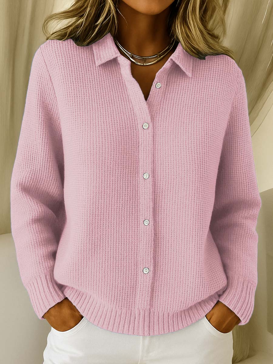Cardigan Boutonné en Maille Douce à Manches Longues