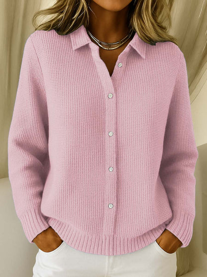 Cardigan Boutonné en Maille Douce à Manches Longues
