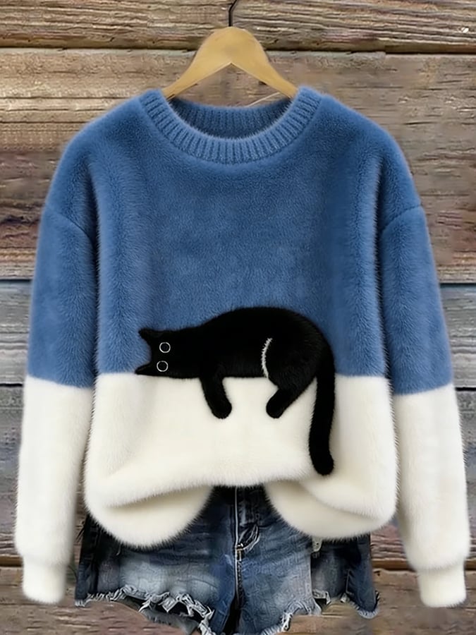 Cai | Pull décontracté imprimé chat