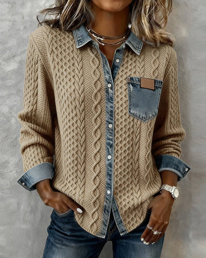 Ana | Chemise en jean à manches longues et empiècements