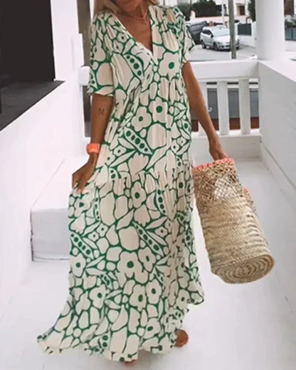 Christine | Robe Longue d'Été à Imprimé Graphique