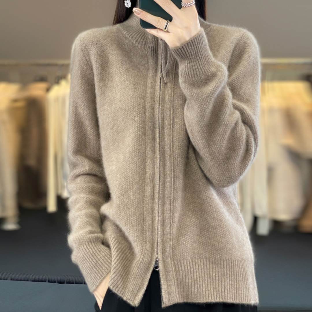 Luna | Cardigan Zippé en Maille Douce