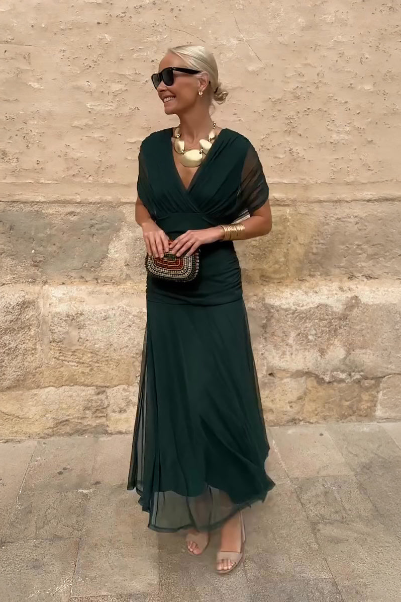 Louise | Robe longue de soirée à col V