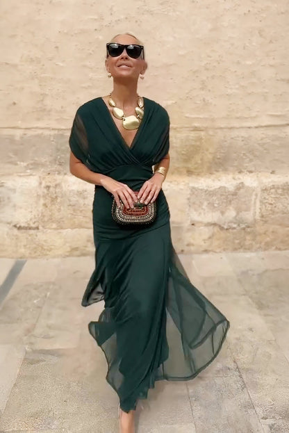 Louise | Robe longue de soirée à col V