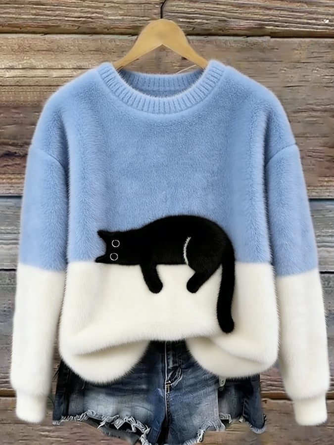 Cai | Pull décontracté imprimé chat