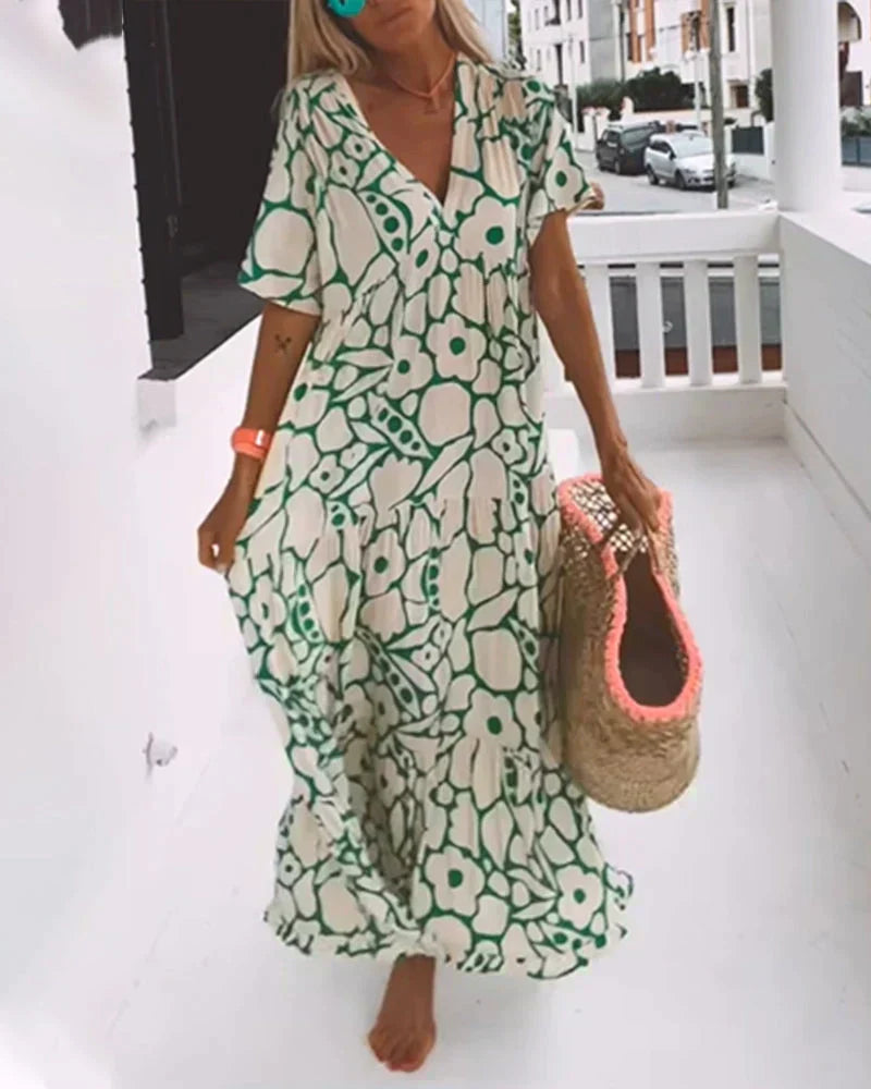 Christine | Robe Longue d'Été à Imprimé Graphique