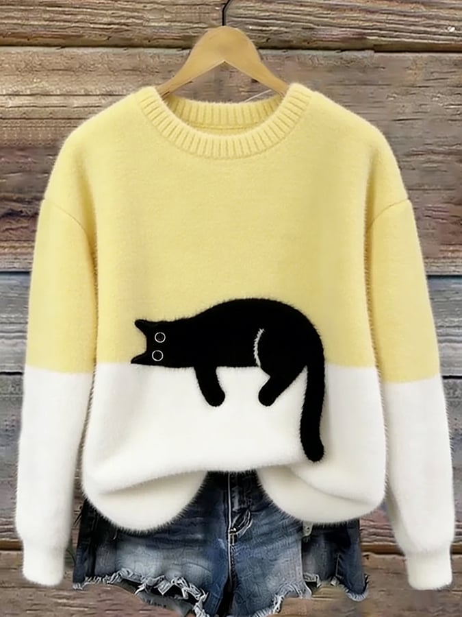 Cai | Pull décontracté imprimé chat
