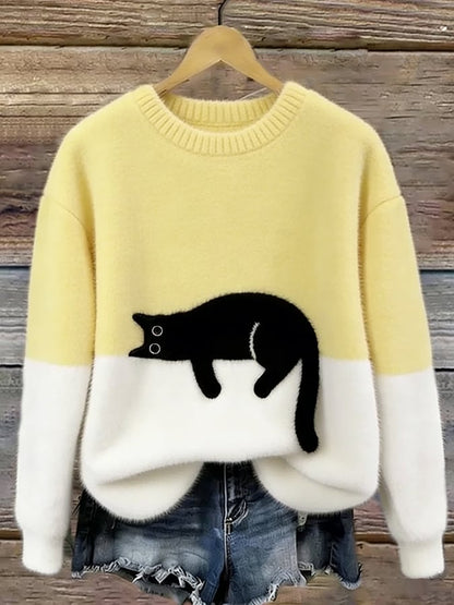 Cai | Pull décontracté imprimé chat