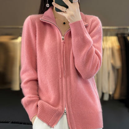 Luna | Cardigan Zippé en Maille Douce