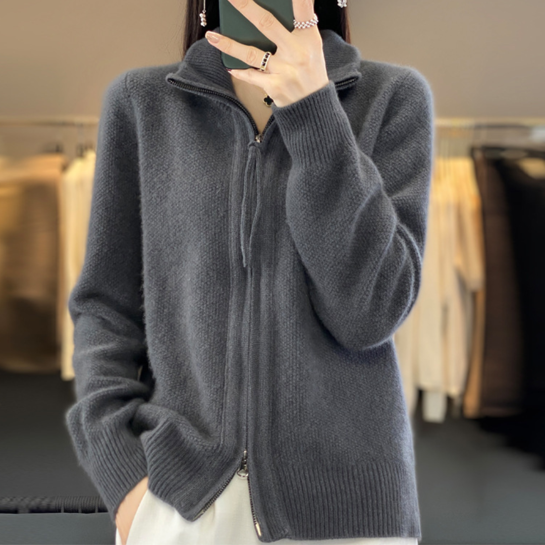 Luna | Cardigan Zippé en Maille Douce