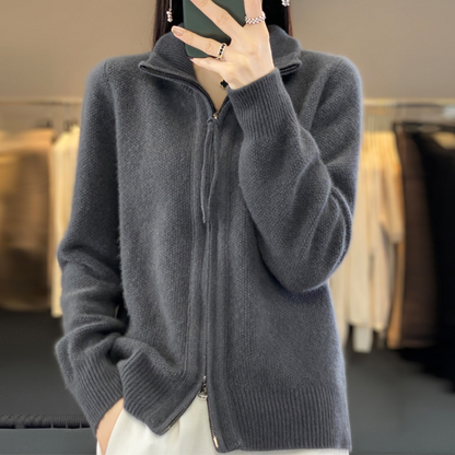 Luna | Cardigan Zippé en Maille Douce