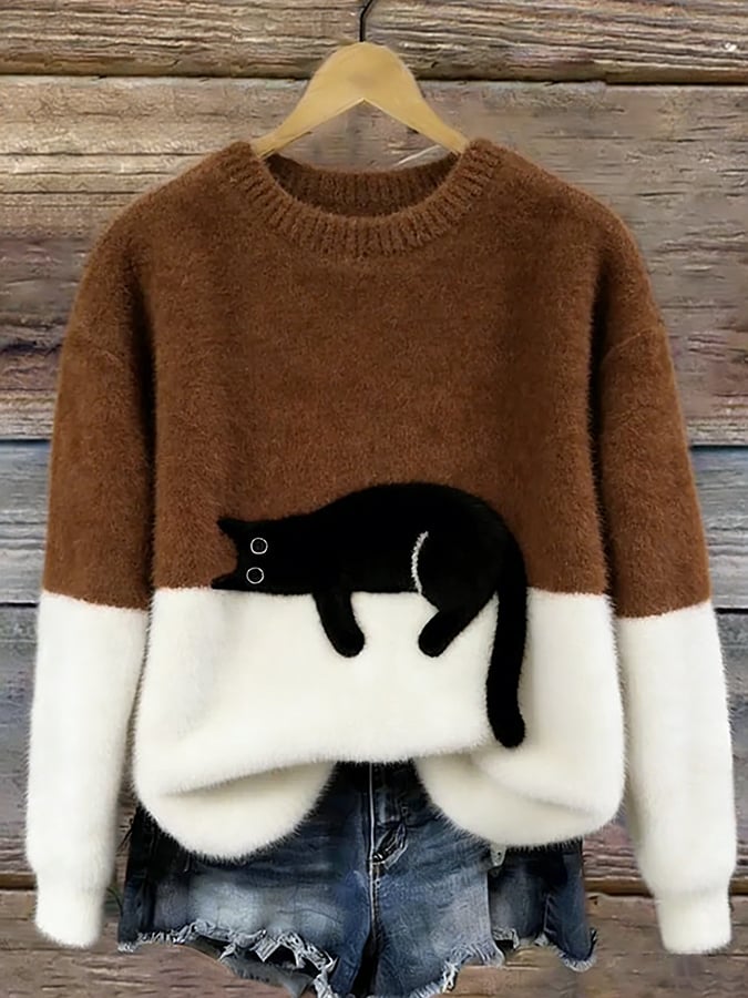 Cai | Pull décontracté imprimé chat