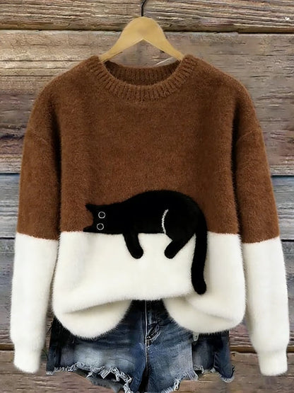 Cai | Pull décontracté imprimé chat