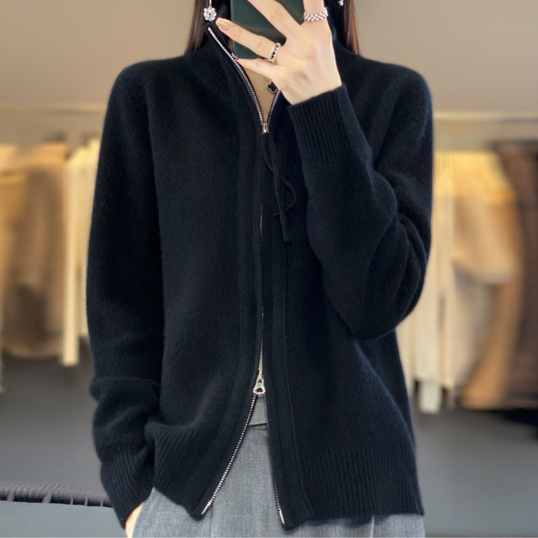 Luna | Cardigan Zippé en Maille Douce