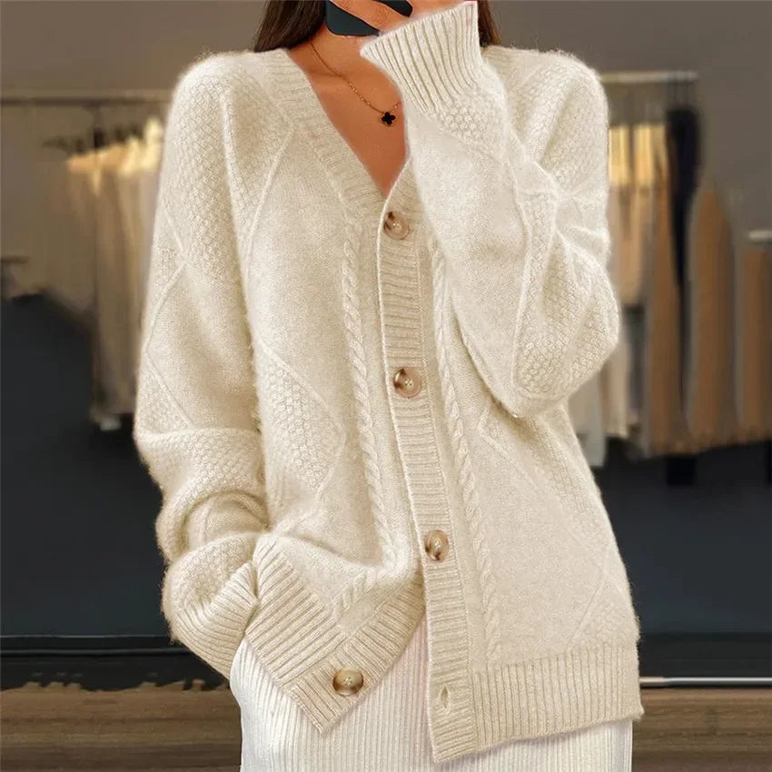 Lena | Cardigan Boutonné à Manches Longues