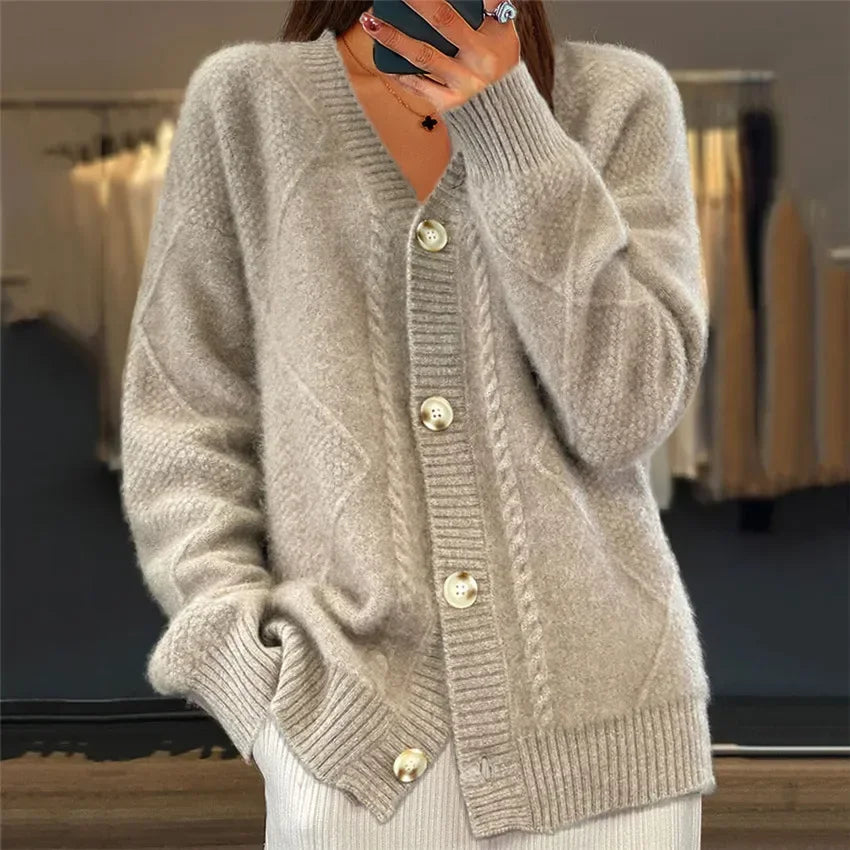 Lena | Cardigan Boutonné à Manches Longues