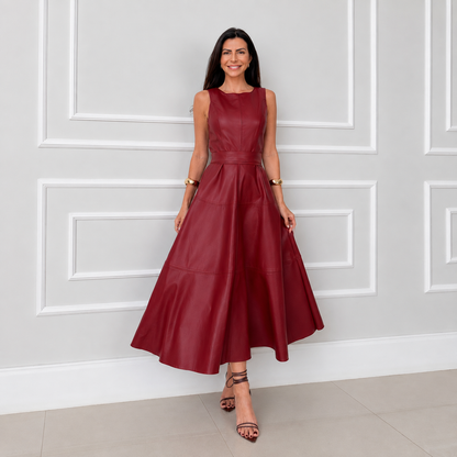 Robe Midi en Simili Cuir