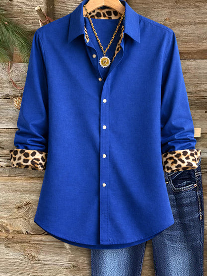 Chemise classique à poignets léopard
