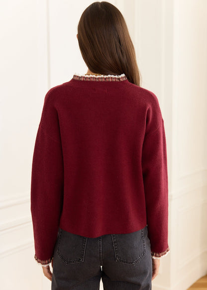 Gilet en maille Naima à volants et dentelle