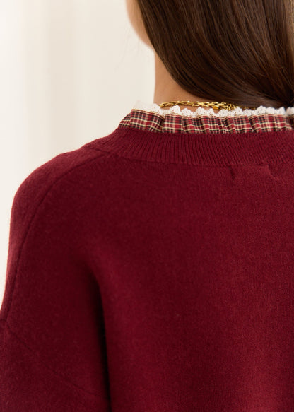 Gilet en maille Naima à volants et dentelle