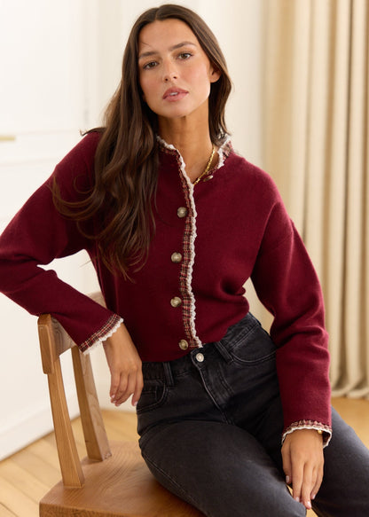 Gilet en maille Naima à volants et dentelle