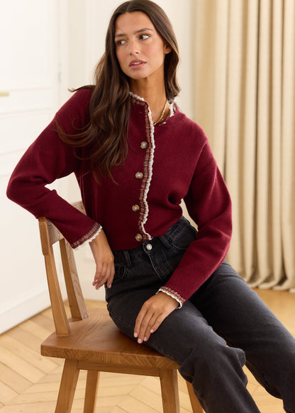Gilet en maille Naima à volants et dentelle